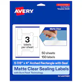 Avery - Avery® Sealing Labels, 5-7/8" x 4", Matte Film, 150 Total - Clear