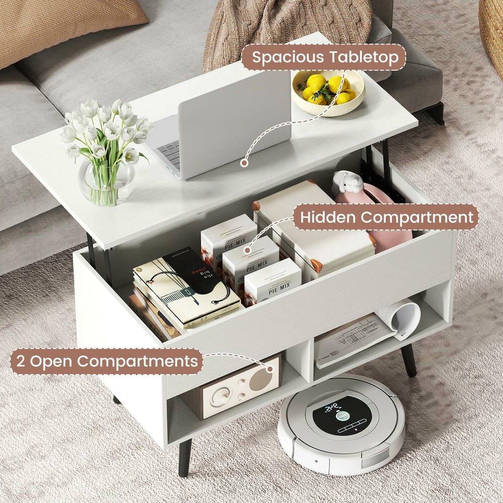 Spacious Tabletop  
Hidden Compartment  
2 Open Compartments