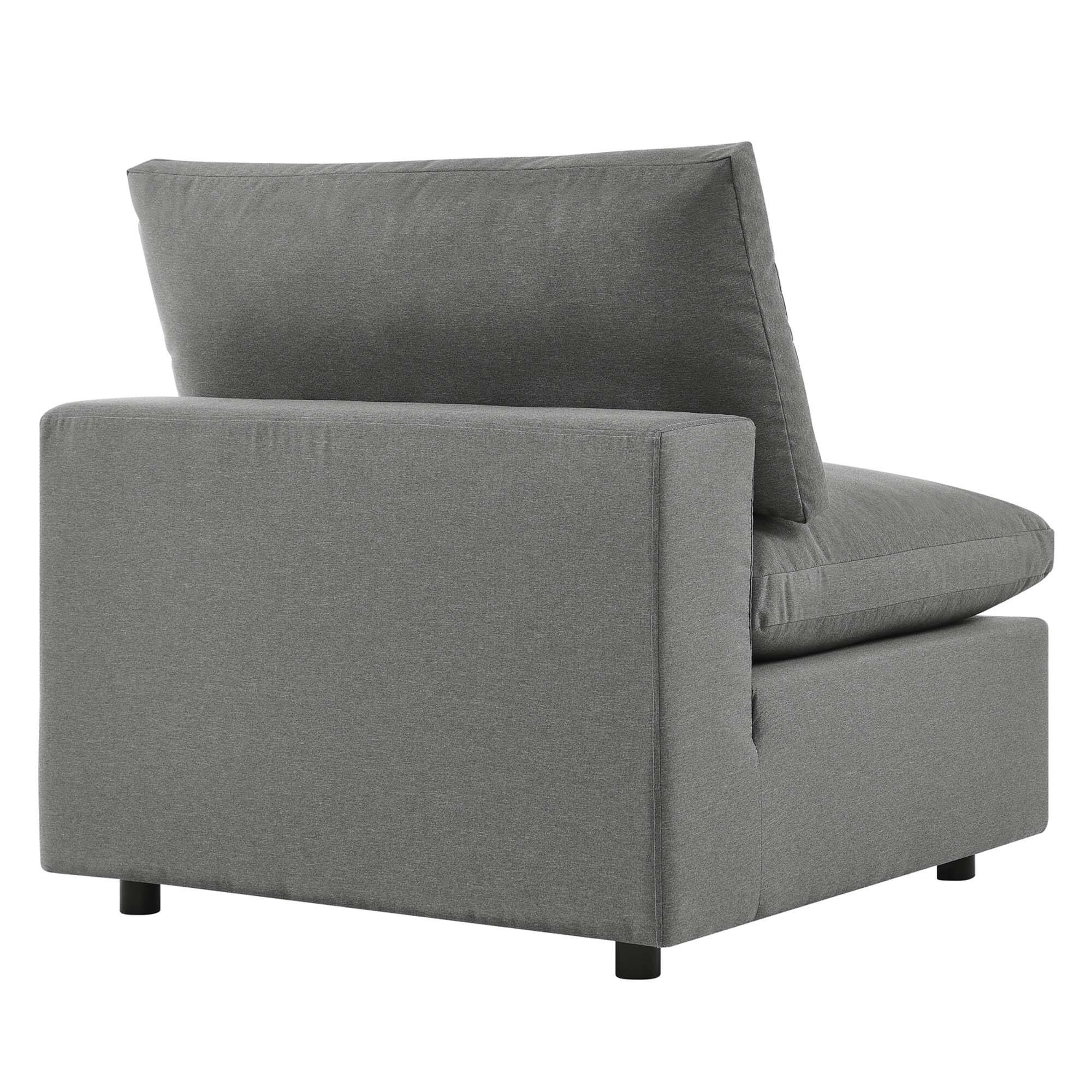 Alt View 1. Modway - Commix Overstuffed Outdoor Patio Armless Chair by Modway - Charcoal.
