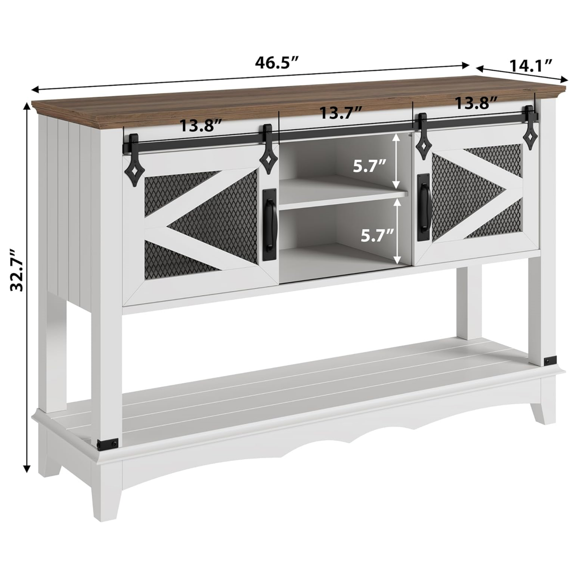 46.5"  
14.1"  
13.8"  
13.7"  
13.8"  
5.7"  
5.7"  
32.7"