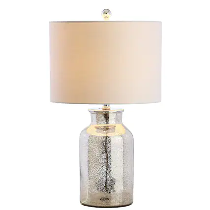 Front. Jonathan Y - Emilia 24.5" Mercury Glass LED Table Lamp, Mercury Silver - Mercury Silver.