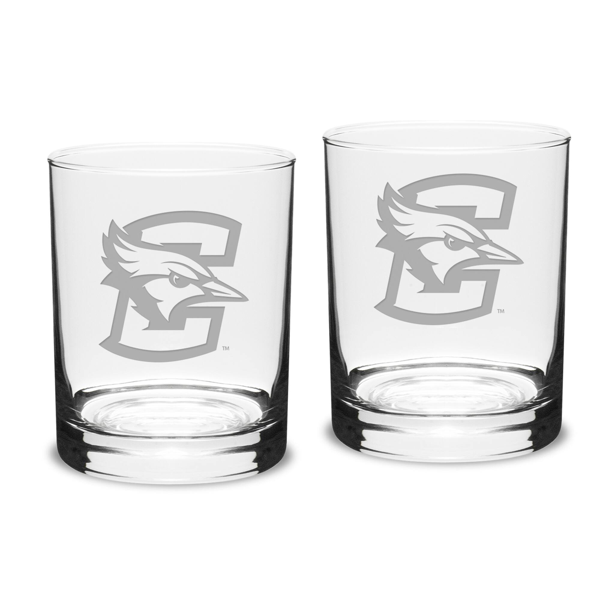 Front. Jardine - Creighton Bluejays 14oz. 2-Piece Classic Double Old Fashioned Glass Set - Multicolor.