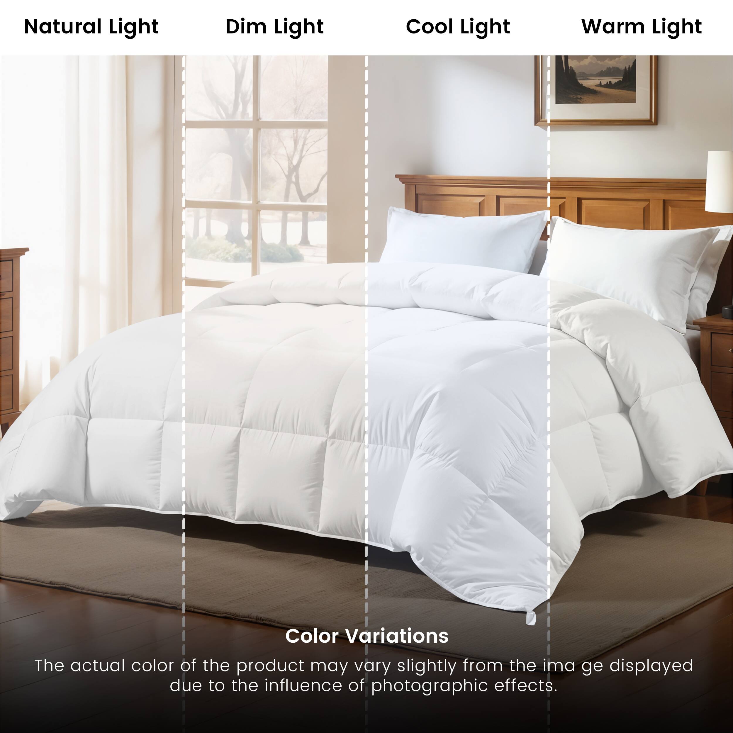 Natural Light, Dim Light, Cool Light, Warm Light, Color Variations, The actual color of the product may vary slightly from the image displayed due to the influence of photographic effects.