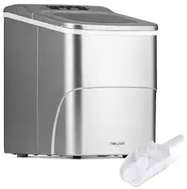 NewAir - 26 lbs. Countertop Ice Maker, Large or Small Ice Size, Easy to Clean BPA-Free Parts - Matte Silver