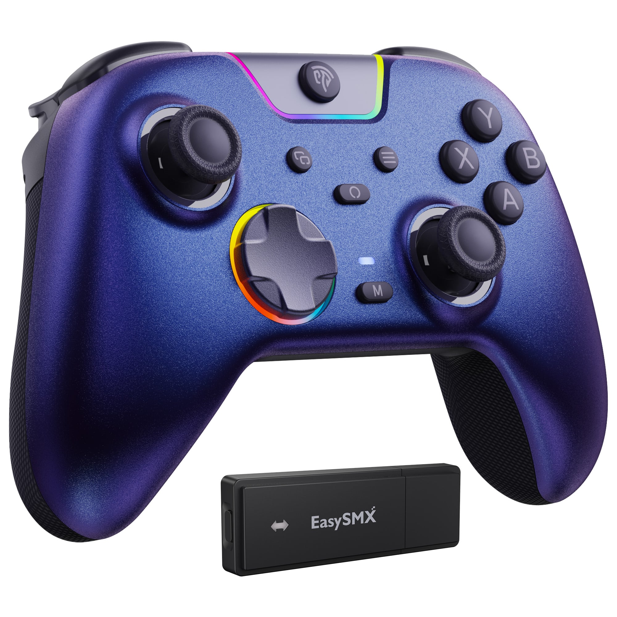 EasySMX - X05Pro Wireless Controller Hall Joysticks 1000Hz Polling 2Programmable Buttons 1000mAh Battery for PC Switch Android iOS - Aurora Purple