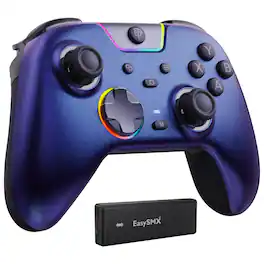 EasySMX - X05Pro Wireless Controller Hall Joysticks 1000Hz Polling 2Programmable Buttons 1000mAh Battery for PC Switch Android iOS - Aurora Purple