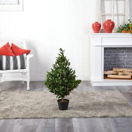 BreeBe - 35" Olive Cone Topiary Tree UV Resistant (Indoor/Outdoor) - Green