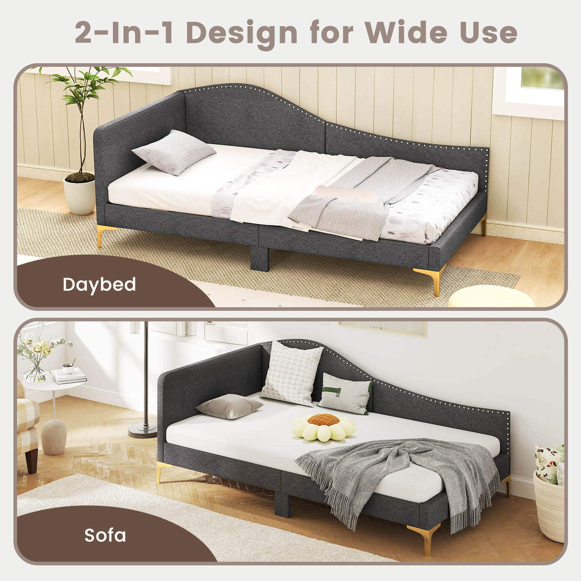 2-In-1 Design for Wide Use Daybed Sofa