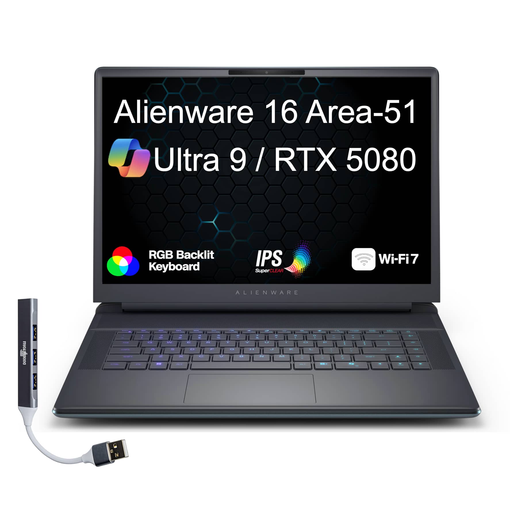 Alienware - 16 Area-51 AA16250 Laptop 16.0 WQXGA Display (Ultra 9- 275HX, 32GB, 1TB SSD, Win 11 Home) w/USB Hub - Liquid Teal