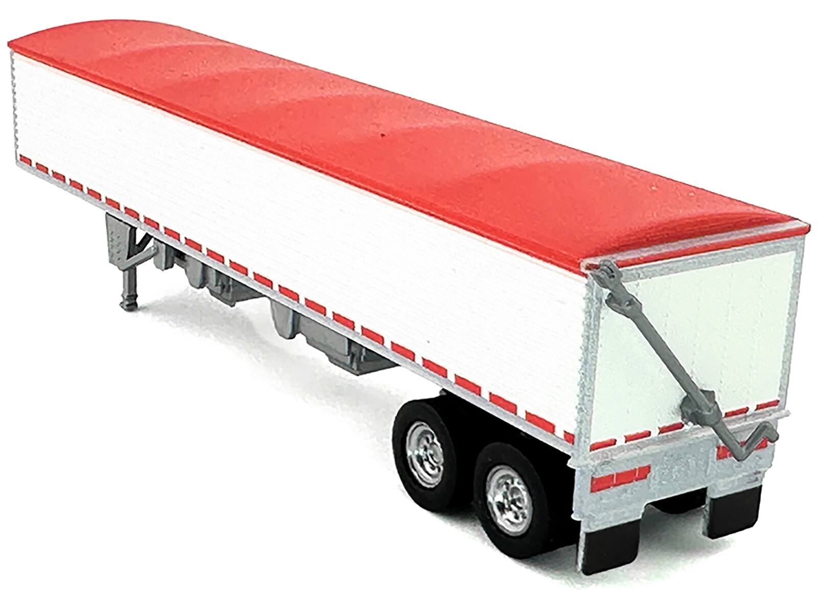 Alt View 3. HO Logistics Replicas - Covered Grain Trailer White with Red Tarp 1/87 (HO) Scale Plastic Model Car by HO Logistics.