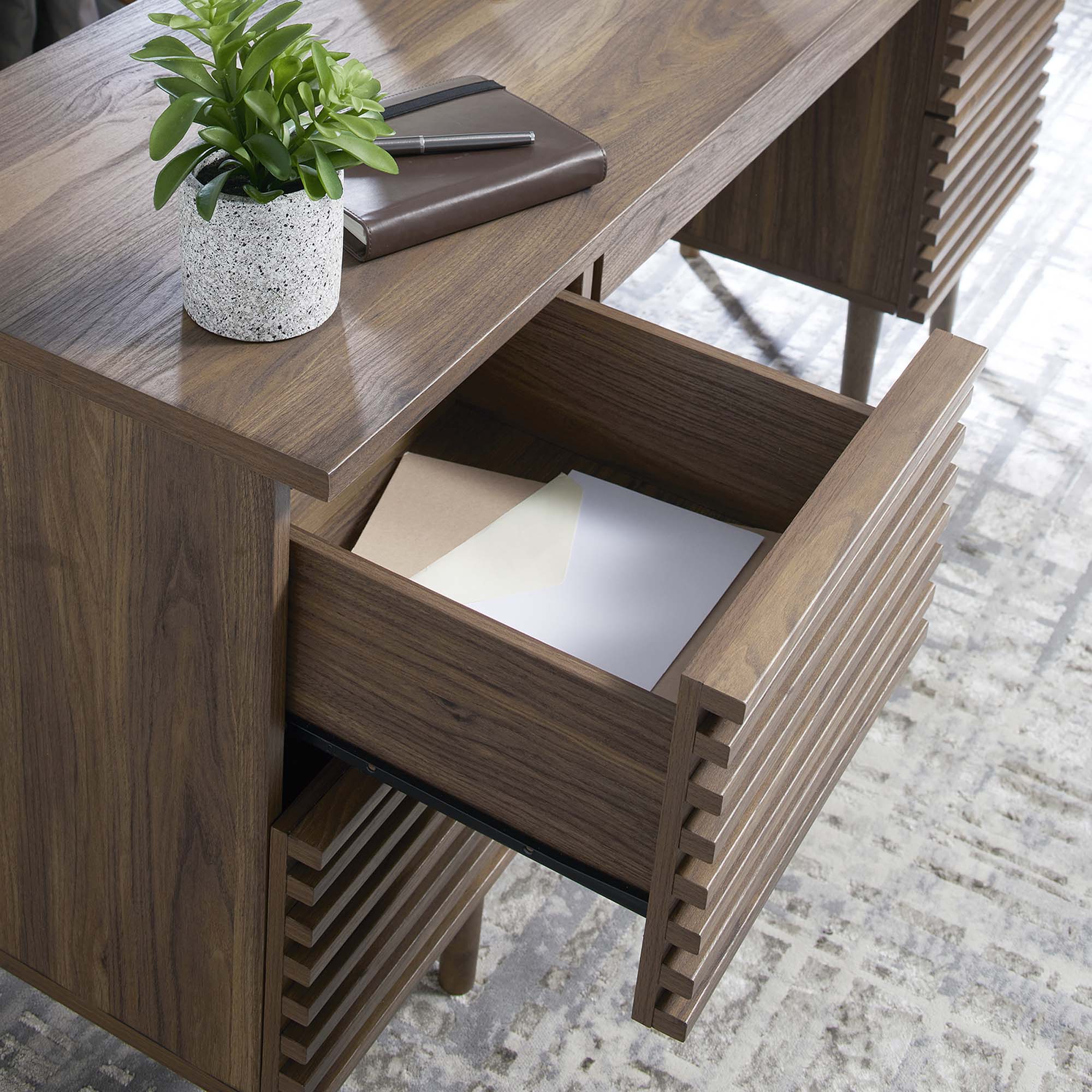 Back. Modway - Render Office Desk by Modway - Walnut.