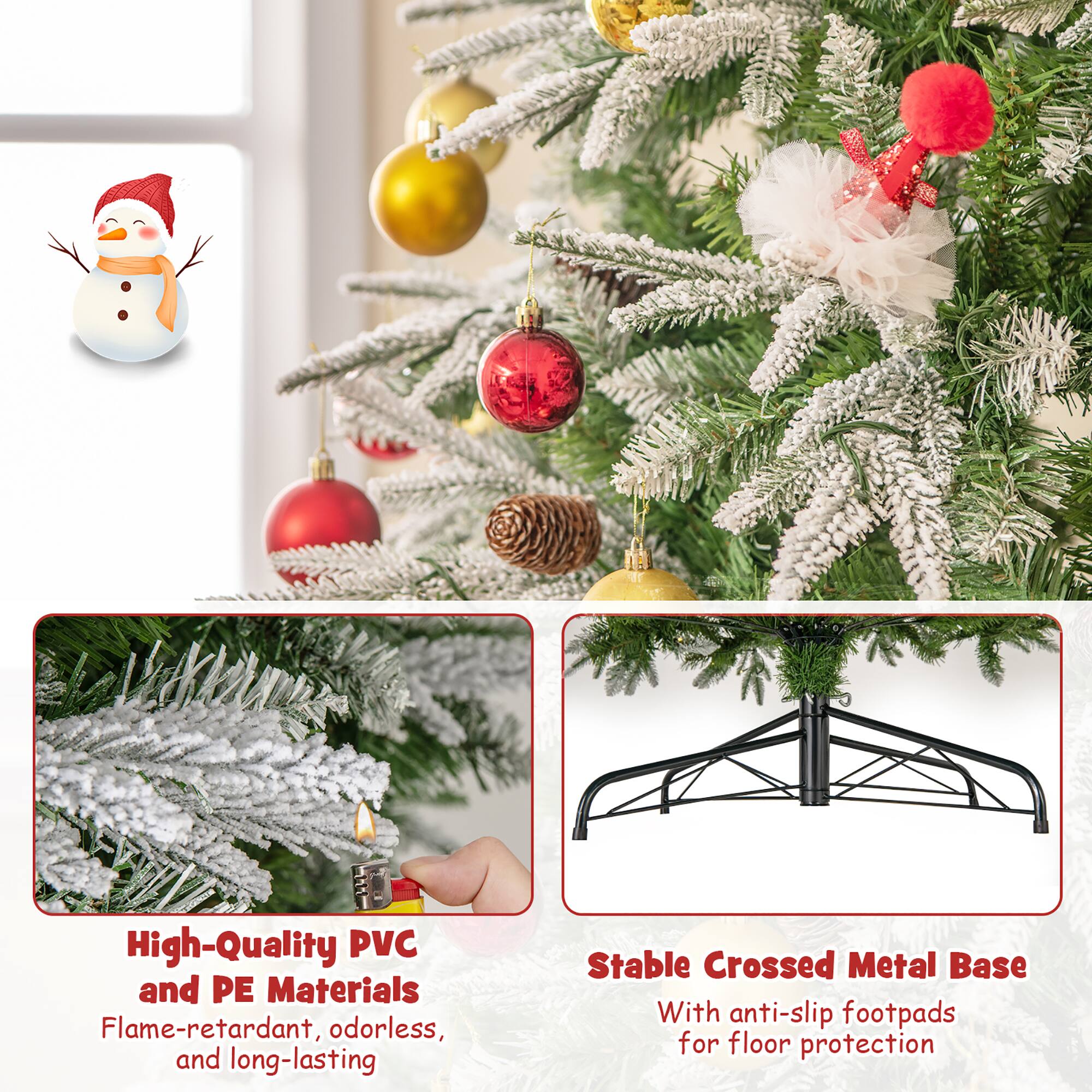 High-Quality PVC and PE Materials  
Flame-retardant, odorless, and long-lasting  

Stable Crossed Metal Base  
With anti-slip footpads for floor protection