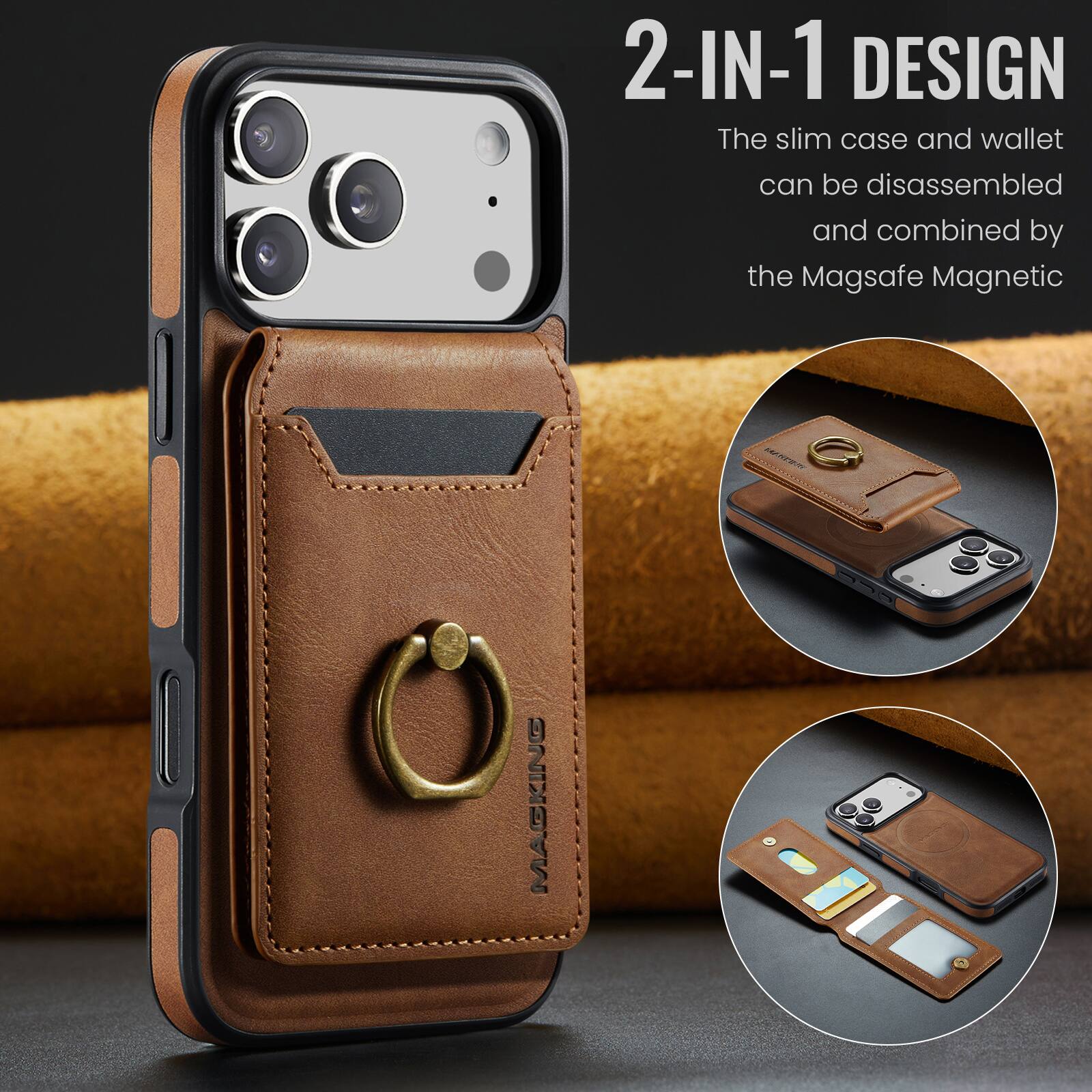 2-IN-1 DESIGN  
The slim case and wallet can be disassembled and combined by the Magsafe Magnetic