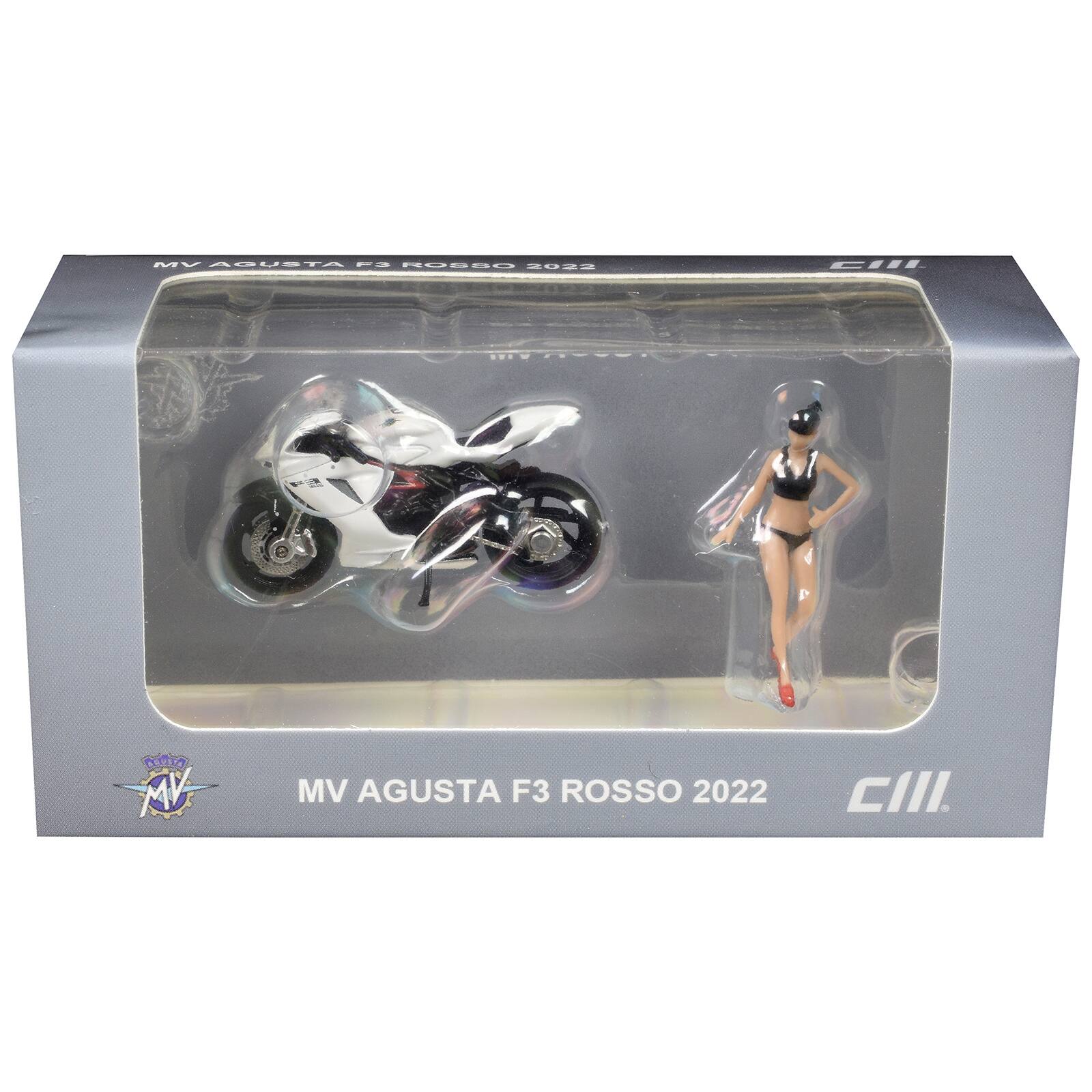 2022 MV Agusta F3 Rosso Motorcycle White with Figure 1/64 Diecast Model ...