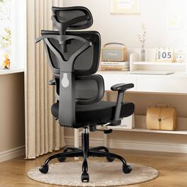 Brick Attic - Ergonomic Mesh Office Chair for Home and Office Use, with Adjustable Armrests, Headrest and Footrest - Black