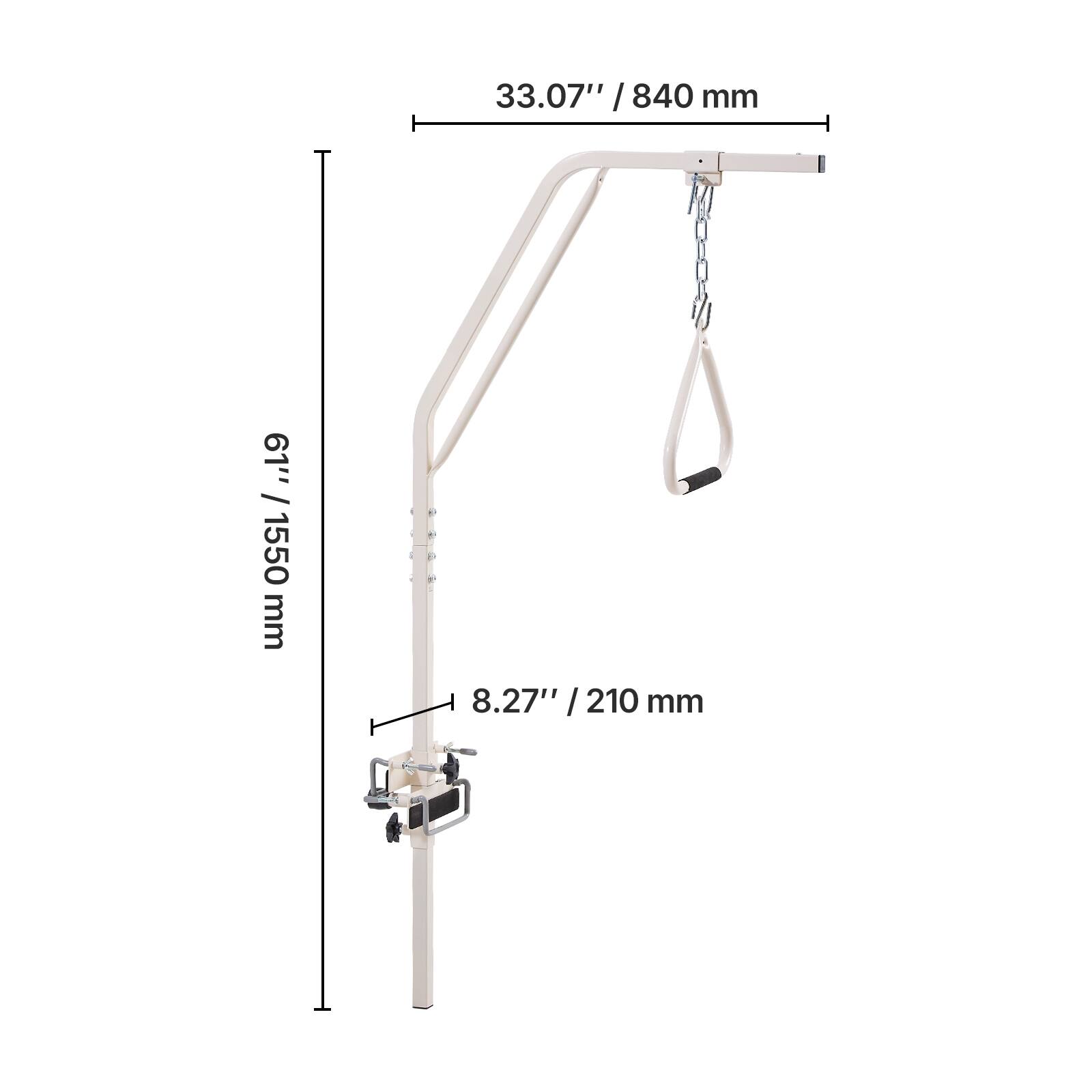 33.07" / 840 mm, 61" / 1550 mm, 8.27" / 210 mm