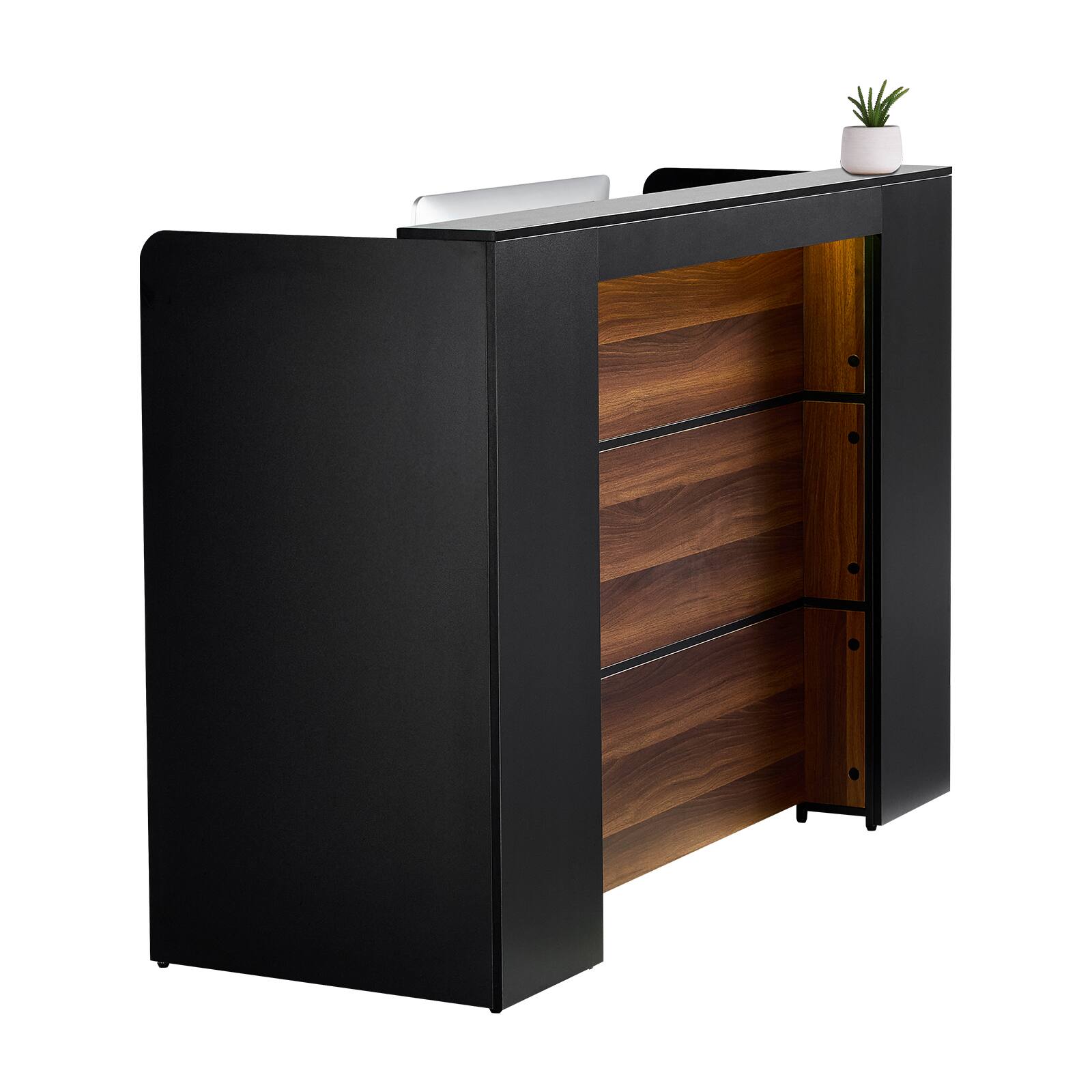 Alt View 5. VEVOR - Reception Desk, 62 Inch Rectangular Front Counter Table, Office Reception Desk Front Retail Counter - Black,Brown.