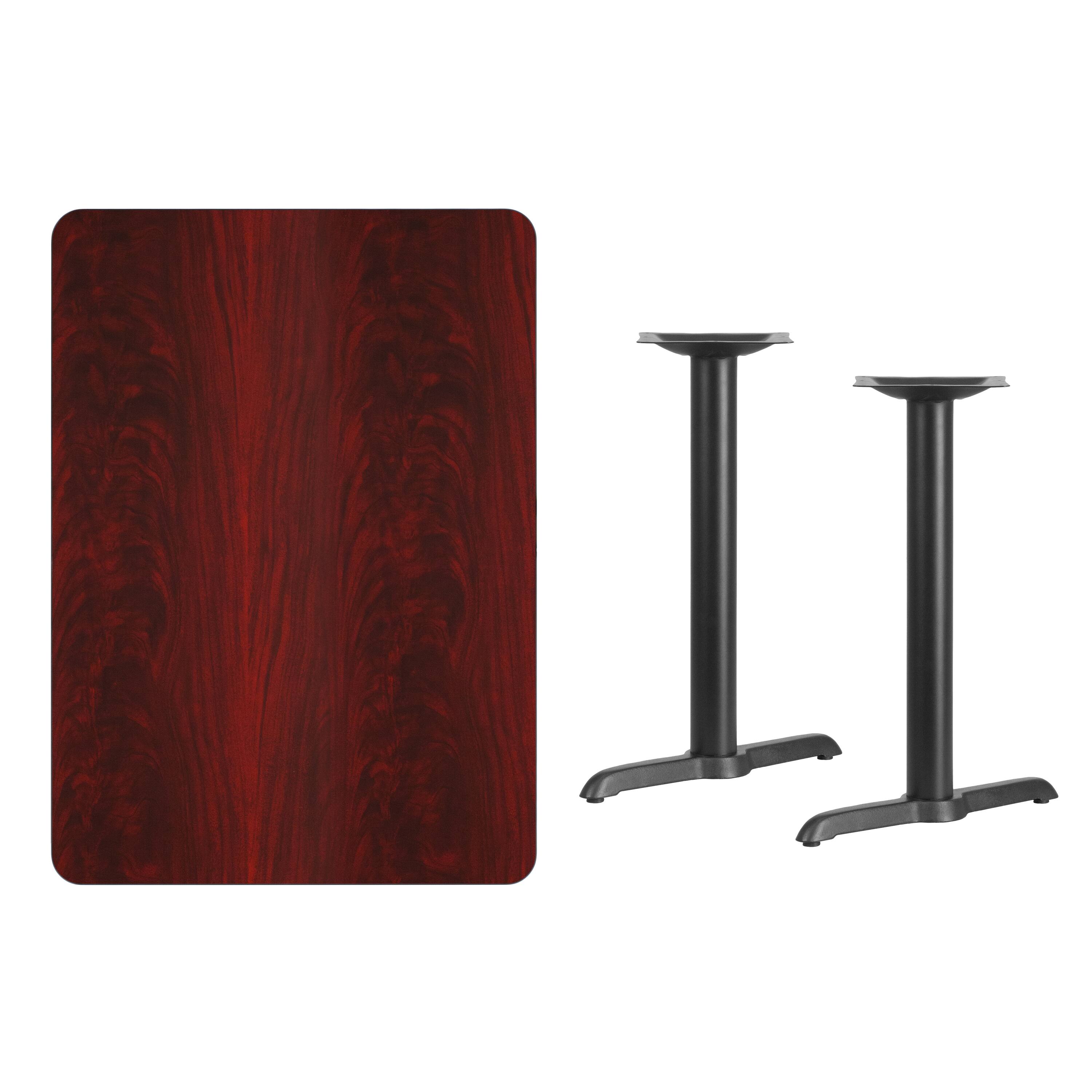Alt View 2. Emma + Oliver - 30"x42" Rectangular Laminate Table with 5"x22" Table Height Bases - Mahogany.