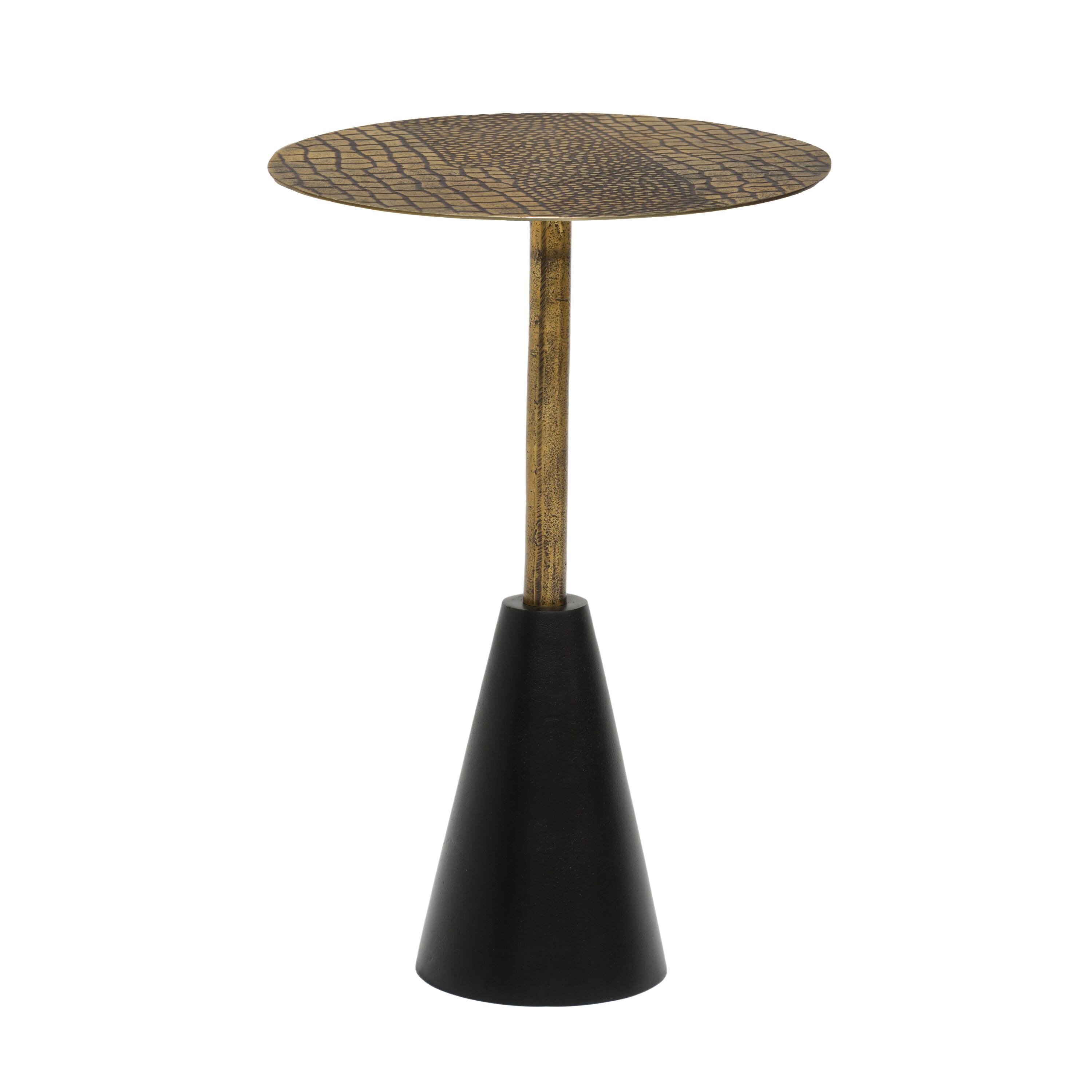 Manhattan Lane - Zavra 21.5" Side End Drink Table | Aluminum Cast Craftmanship - Antique Brass, Black