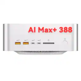 GEEKOM - A9 Mega Local AI Super Mini PC, AMD Ryzen AI Max+ 388, 64GB LPDDR5X& 1TB SSD, Radeon 8060S, Win 11 Pro Pre-installed - White