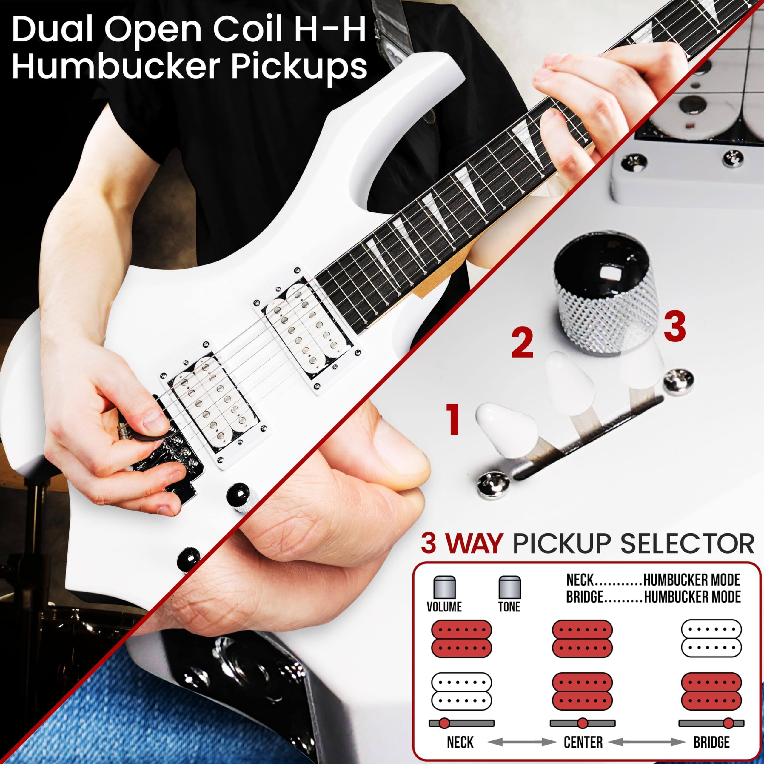 Dual Open Coil H-H Humbucker Pickups

3 WAY PICKUP SELECTOR

1. VOLUME
2. TONE
3. NECK BRIDGE

NECK........HUMBUCKER MODE
BRIDGE........HUMBUCKER MODE

NECK → CENTER → BRIDGE