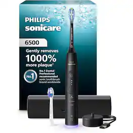 Philips - Sonicare 6500 Electric Toothbrush with Pressure Sensor and Travel Case - HX7411/08 - Black