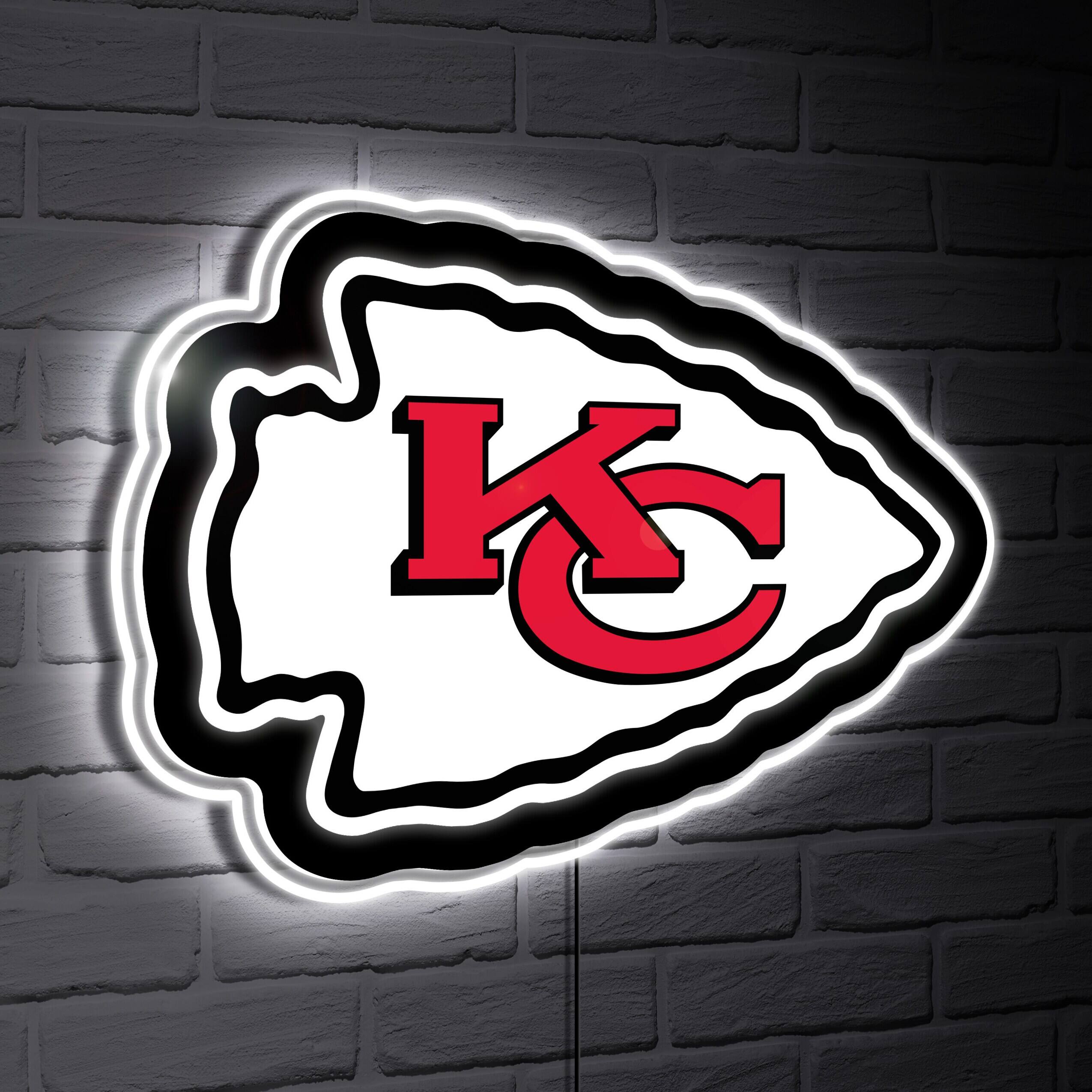 Kansas City Chiefs LED Team Logo Shaped Lighted Wall Sign