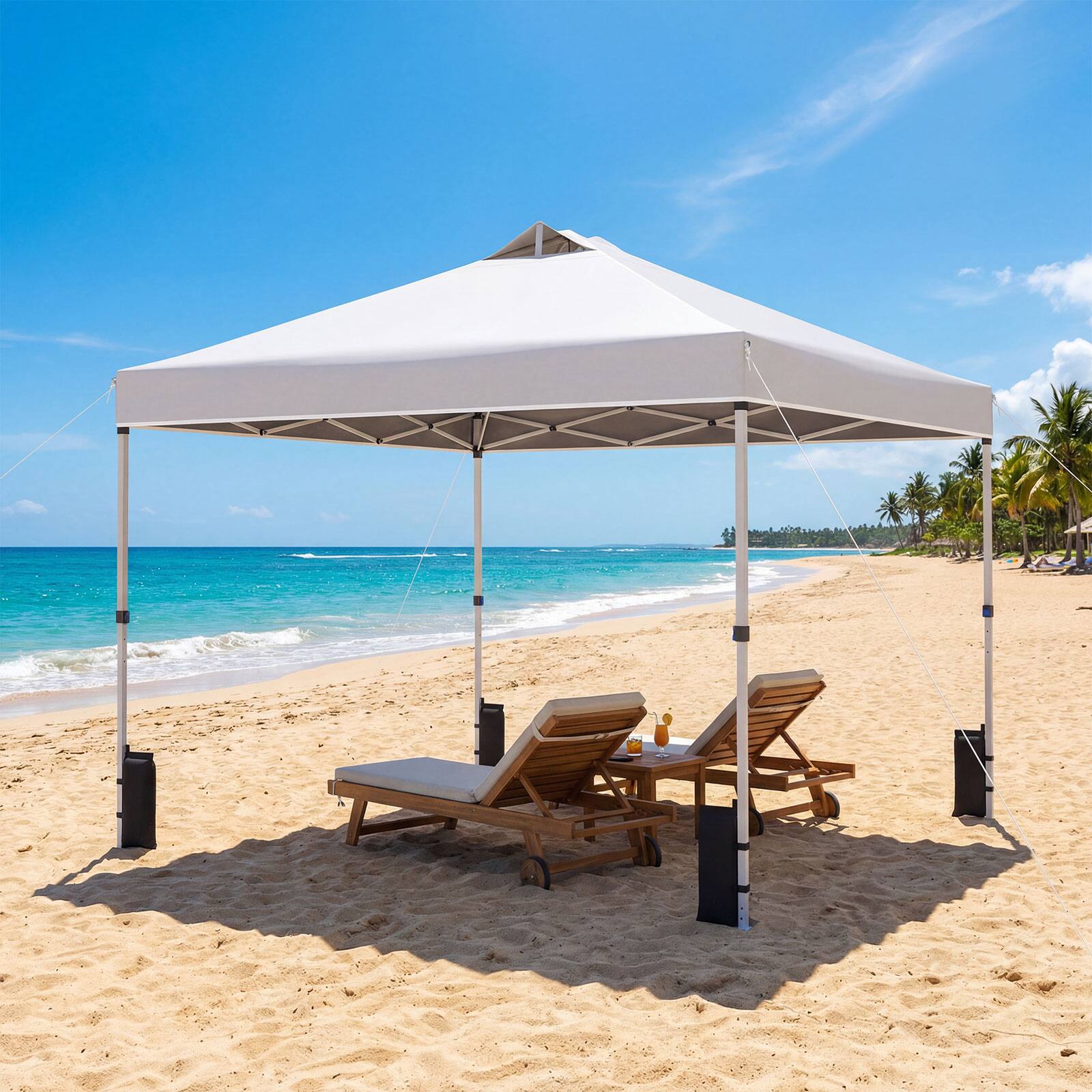 Alt View 4. Gymax - Gymax 10x10 FT Pop up Canopy Tent Wheeled Carry Bag 4 Canopy Sand Bag White - White.