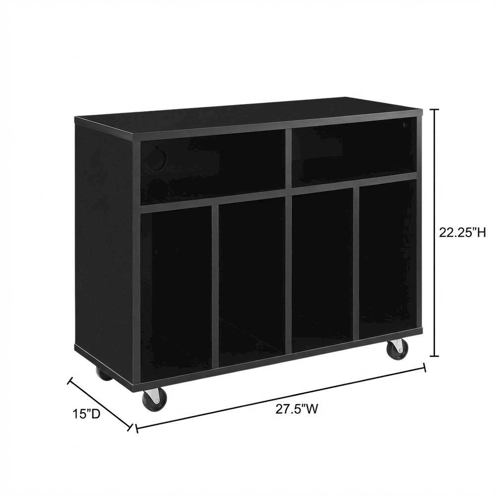 FurniFact - Wooden record player stand with vinyl storage and sleek design - Black price history on PriceWatchPro