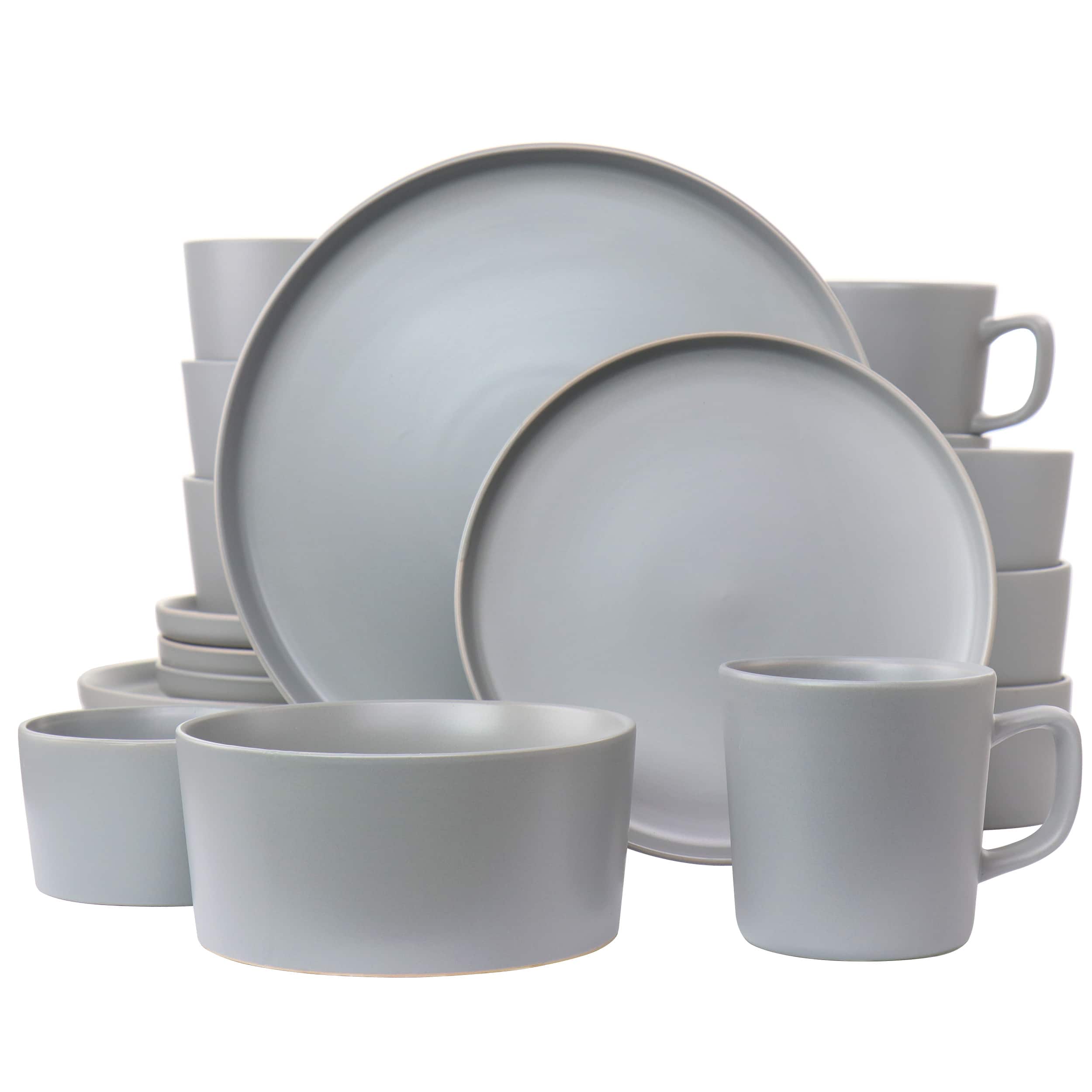 Elama - Luxmatte Light Grey 20 Piece Dinnerware Set - Light Gray