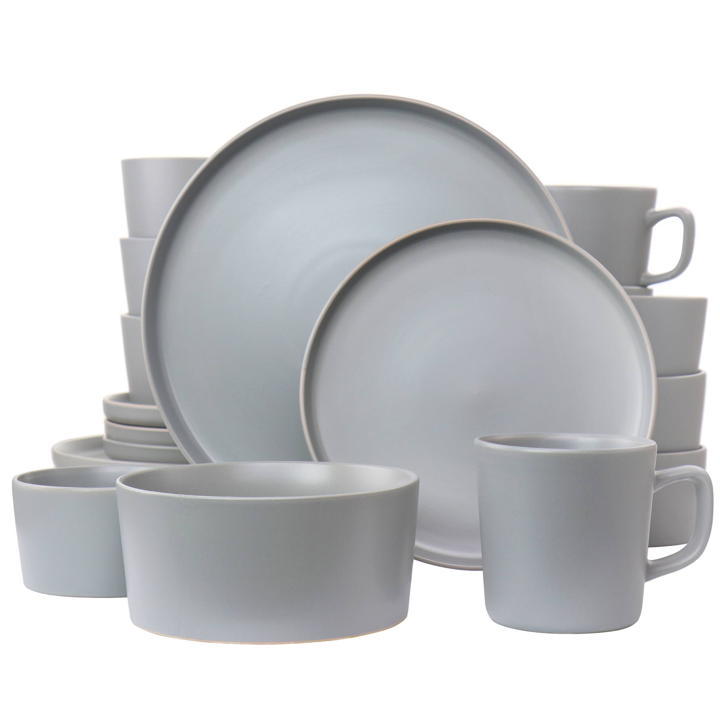 Front. Elama - Elama Luxmatte Light Grey 20 Piece Dinnerware Set - Light Gray.