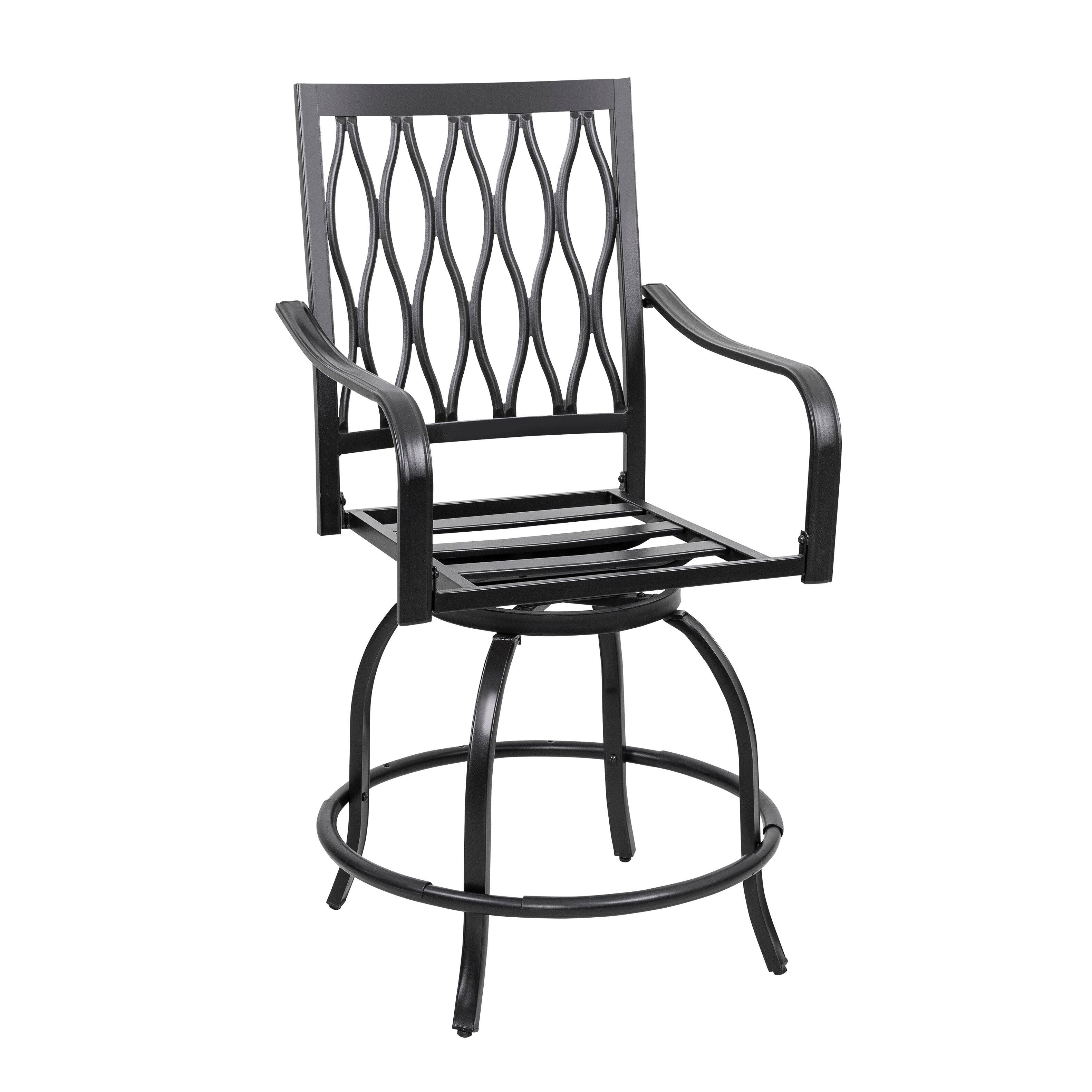 Alt View 8. Nuu Garden - Outdoor Patio Swivel Bar Stool Set of 2 Iron Bar Height Bistro Chairs, with Padded Cushions and Extra Pillows - Black and Red.