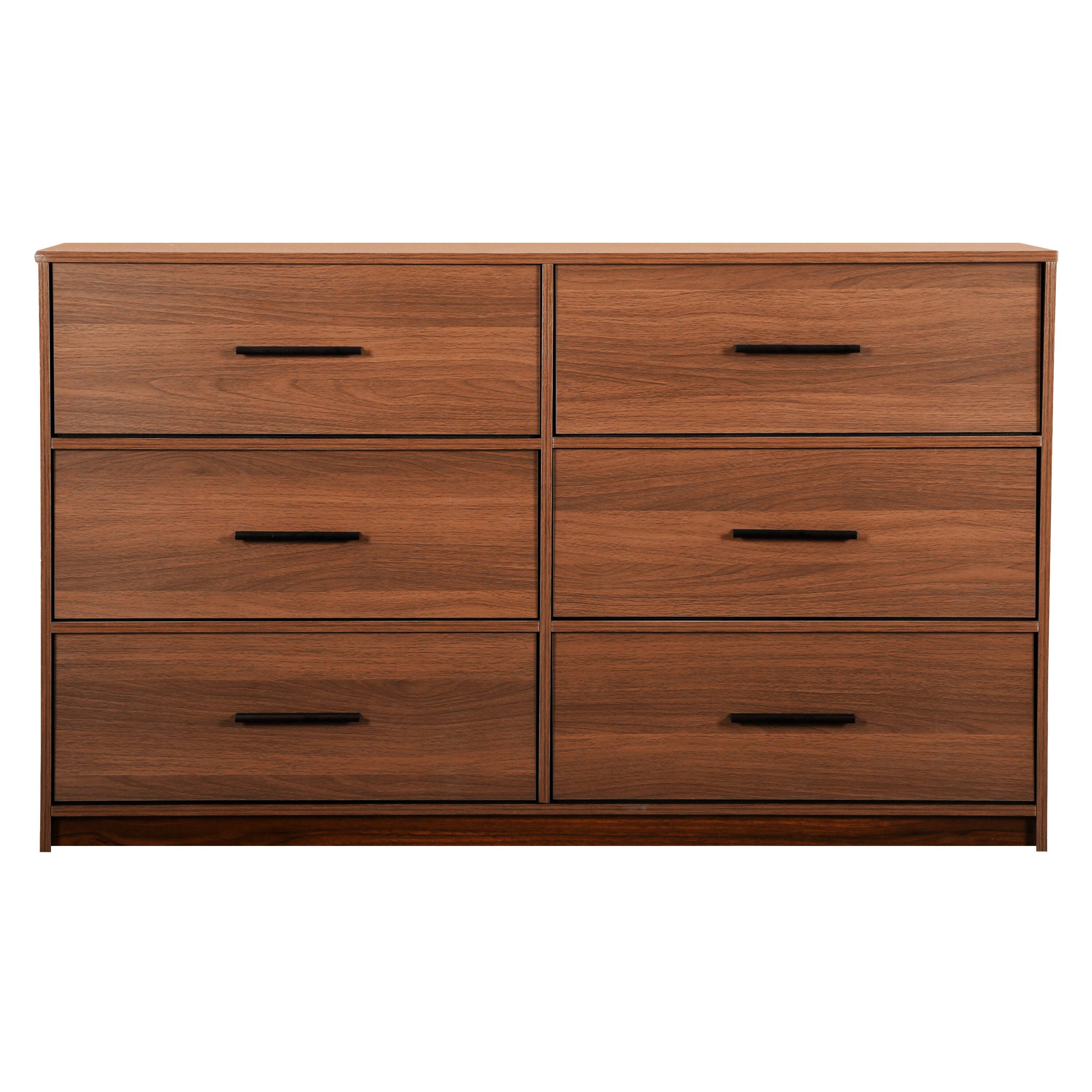 Left. Forest'nSky - Walnut Wood 6 drawer 44.5 in. Wide Chest of Drawers with Large Fabric Drawers for Living Room - Walnut.
