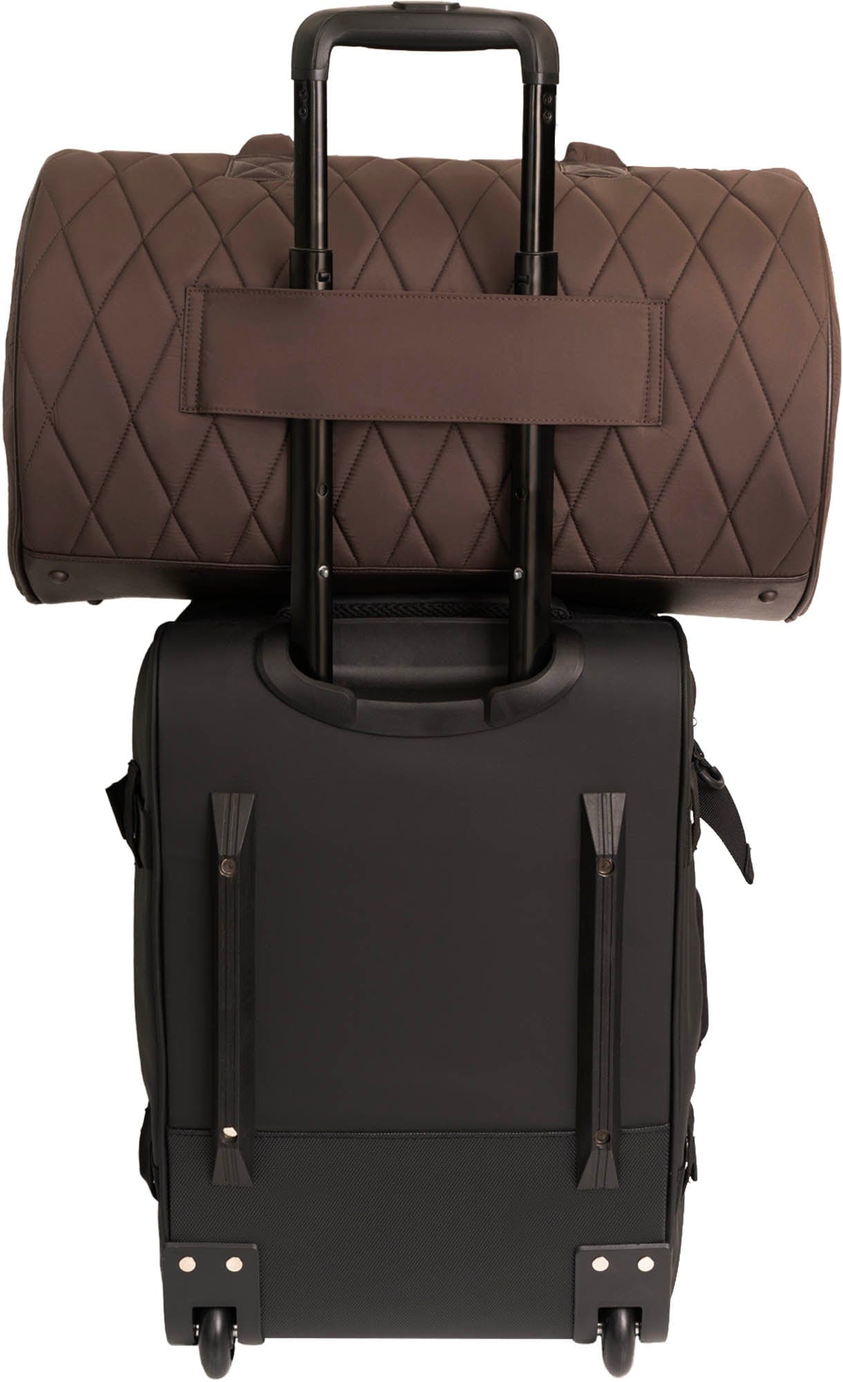 Alt View 4. Max Studio - 20-Inch Large Nylon Diamond-Quilted Roll-Front Duffle Bag - 236-CHOCOLATE.