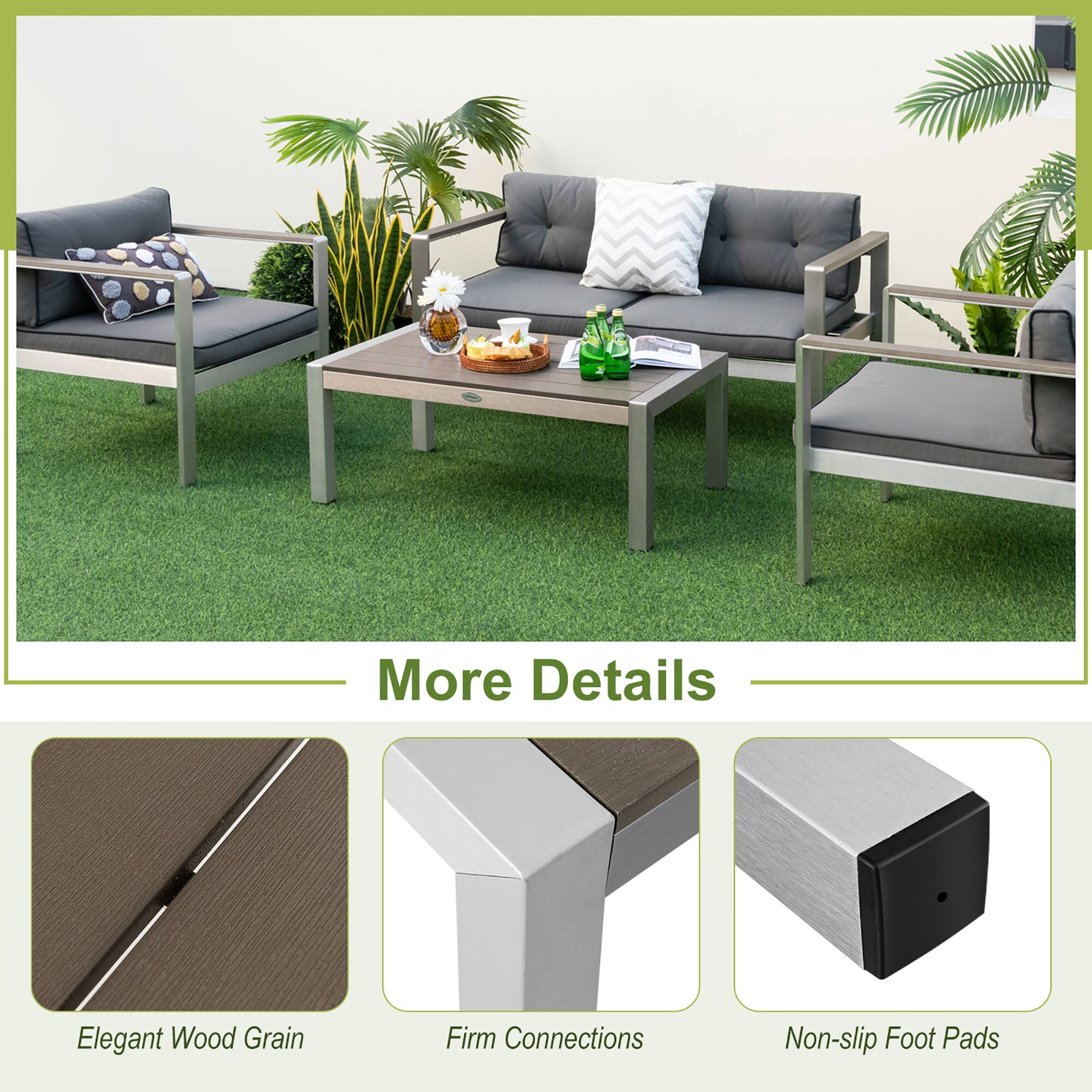 More Details
Elegant Wood Grain
Firm Connections
Non-slip Foot Pads