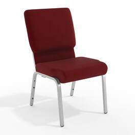Emma + Oliver - 18.5"W Stacking Church/Reception Guest Chair - Burgundy Fabric/Silver Vein Frame