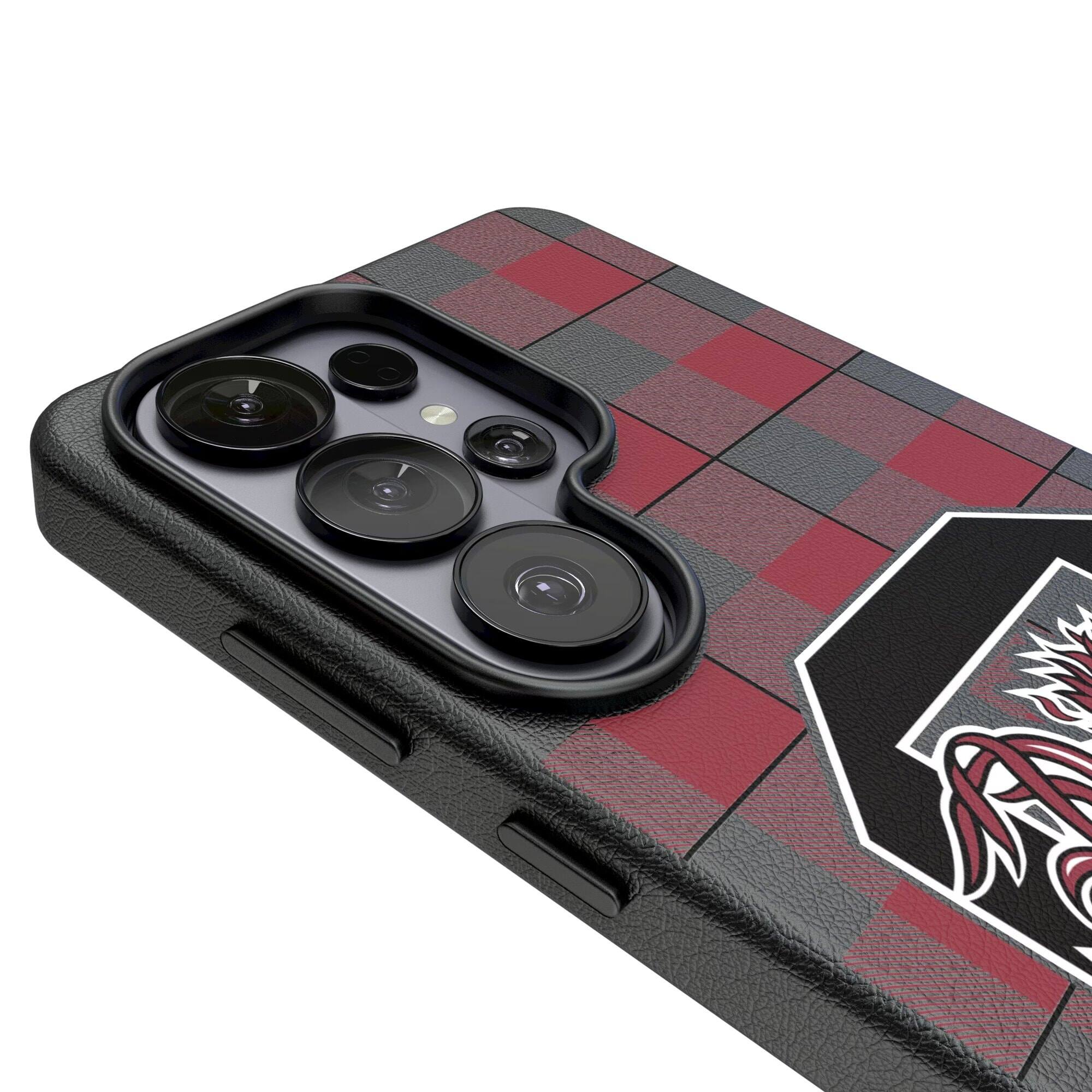 Alt View 2. Keyscaper - South Carolina Gamecocks Plaid Galaxy Magnetic Bump Case - S24 Ultra - Black.