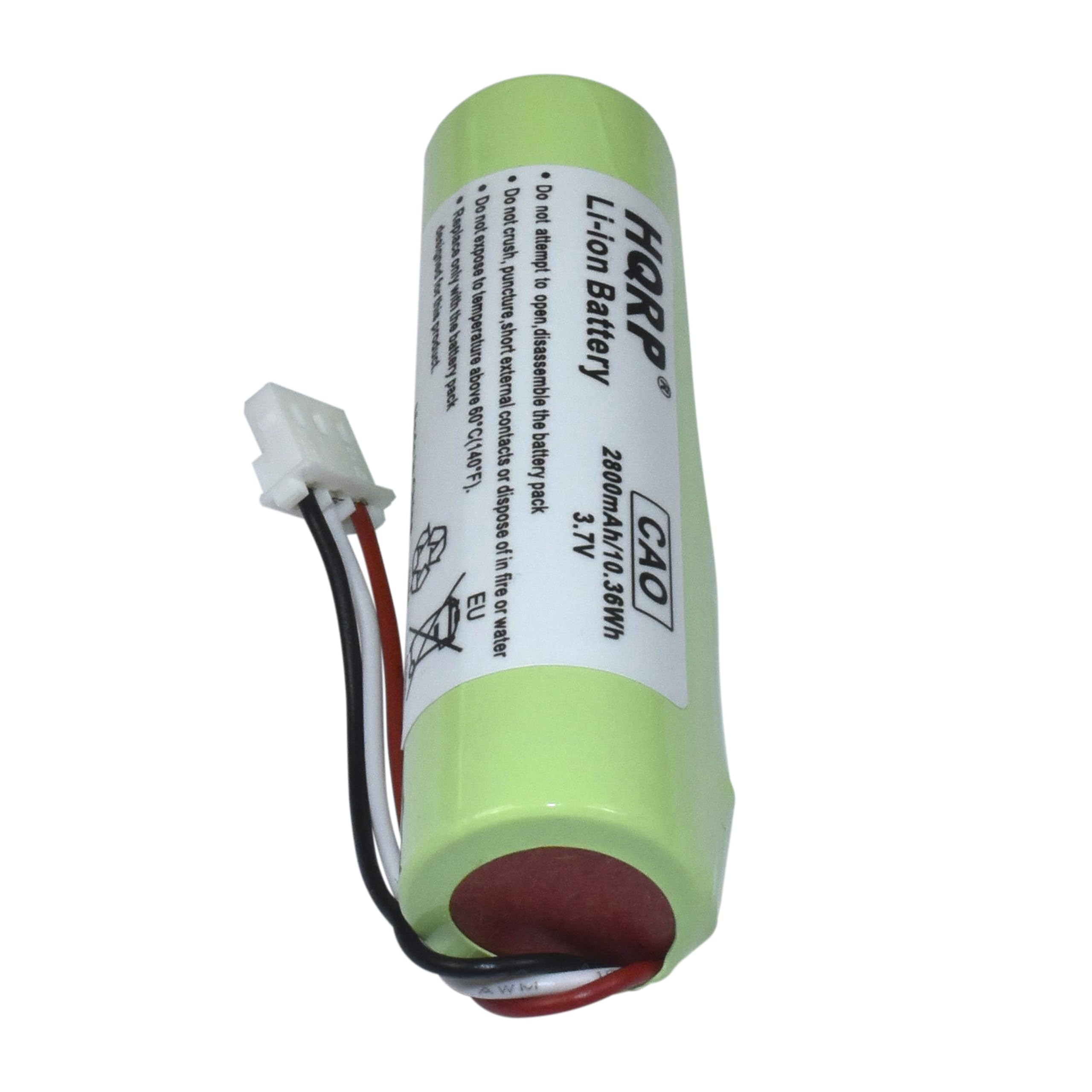 Do not crush, puncture, or dispose of in fire or water. Do not attempt to open, disassemble, or expose to temperatures above 140°F (60°C). Do not short the battery contacts. Li-ion Battery HQRP 3.7V 2800mAh/10.36Wh CAO