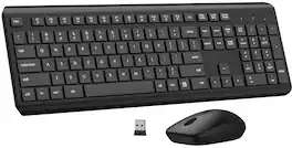 PO3TICJUNKI3 - Wireless And Mouse Combo Full Size Silent Long Life Optical Lag-free Cordless Mice For Computer Laptop Pc W - Black