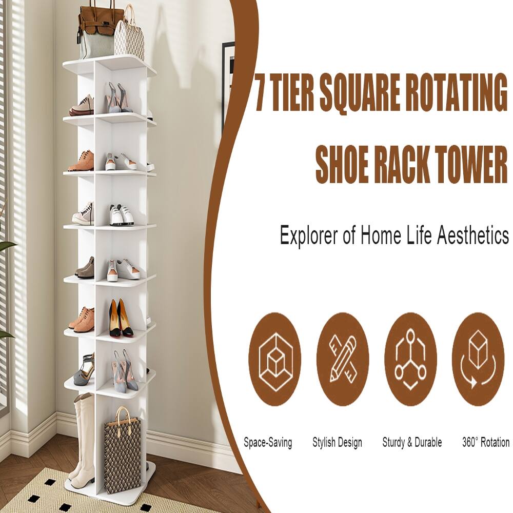 7 TIER SQUARE ROTATING SHOE RACK TOWER

Explorer of Home Life Aesthetics

Space-Saving Stylish Design
Sturdy & Durable
360° Rotation