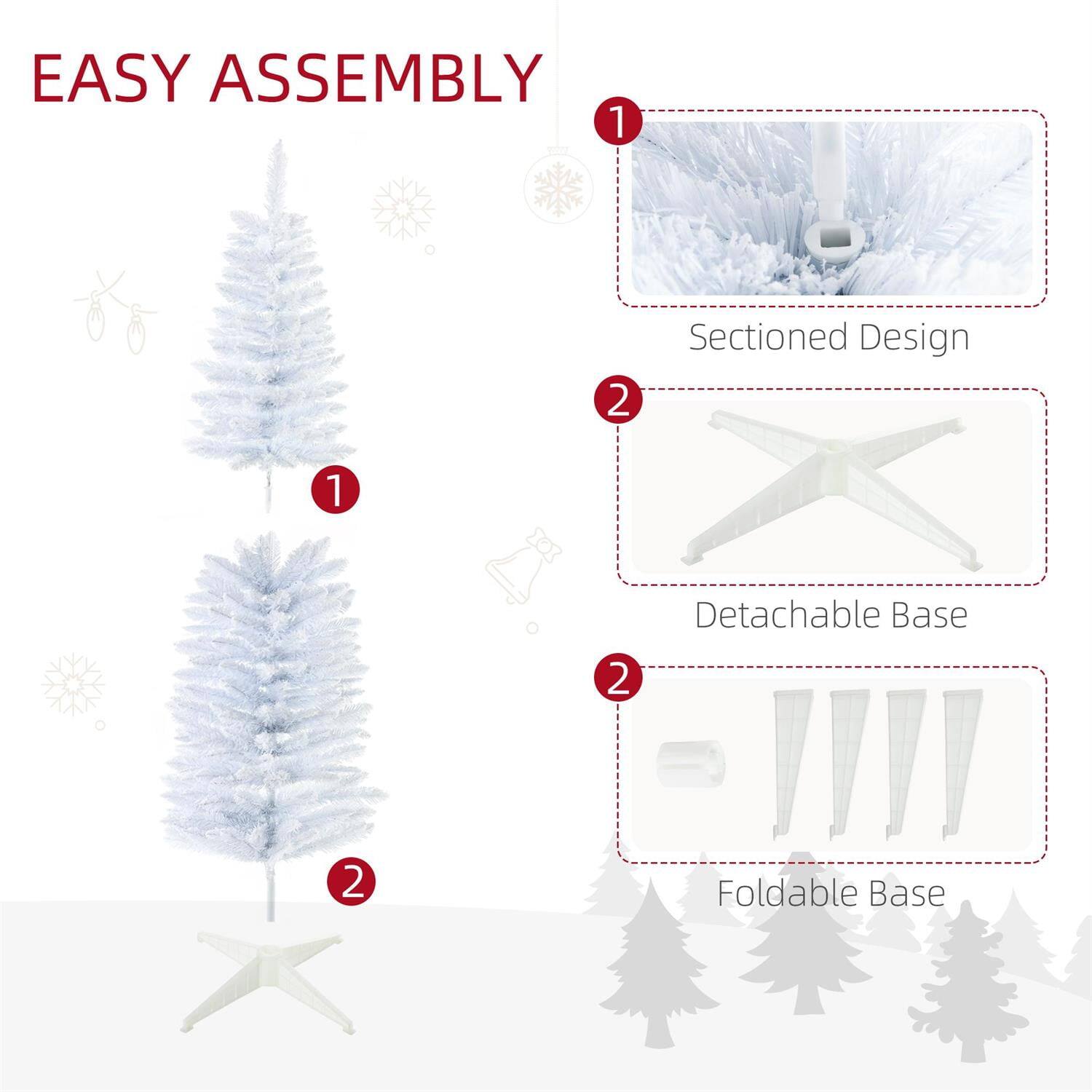 EASY ASSEMBLY

1. Sectioned Design
2. Detachable Base
3. Foldable Base