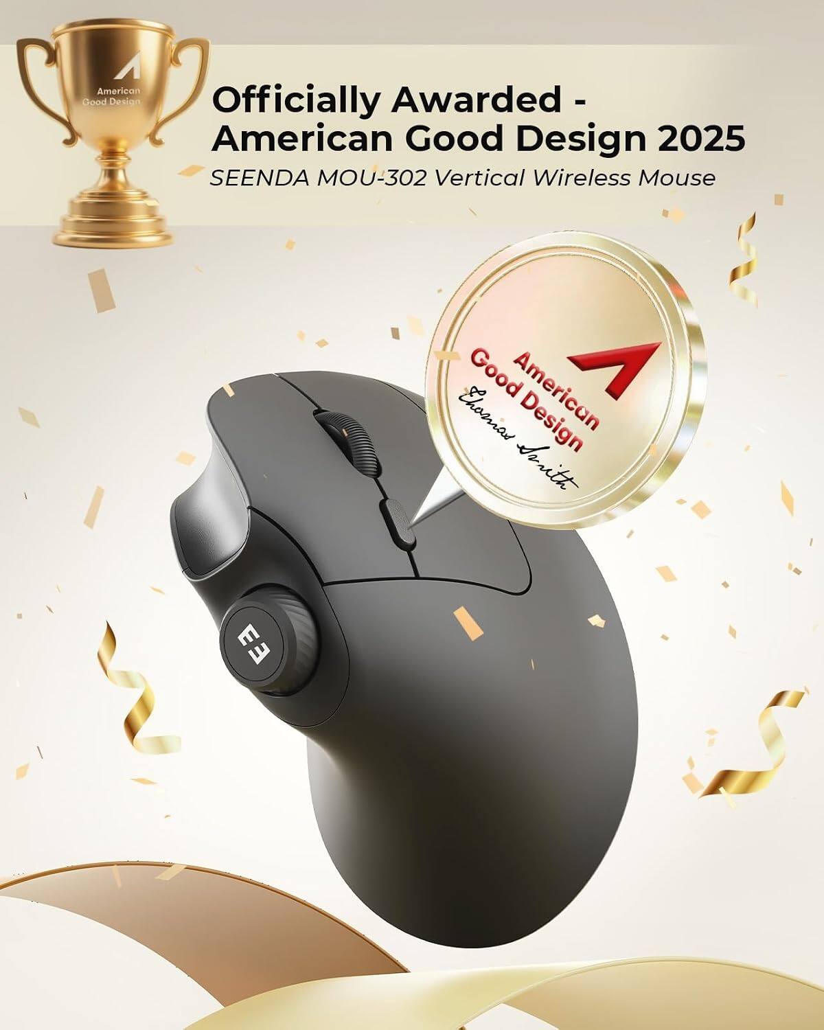 Officially Awarded - American Good Design 2025  
SEENDA MOU-302 Vertical Wireless Mouse