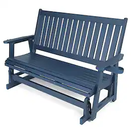 Fortune Candy - HIPS Patio Glider with Cup Holders, Sturdy & Durablel, All-Weather Resistant, for Outdoor, Porch, Patio(3-Seater) - Navy Blue