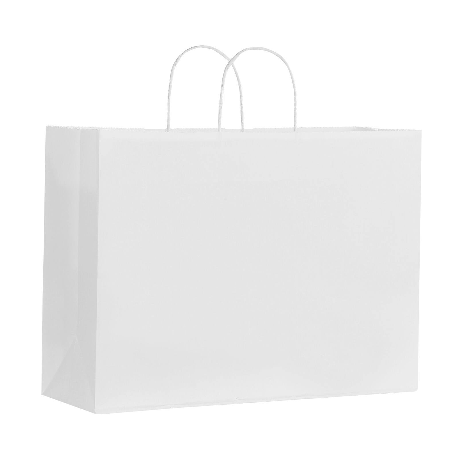 Alt View 5. VEVOR - Kraft Paper Bags with Handles, 100Pcs 16 x 6 x 12 in, Large Paper Grocery Bags, Reusable & Recycled Take-Out Sacks - White.