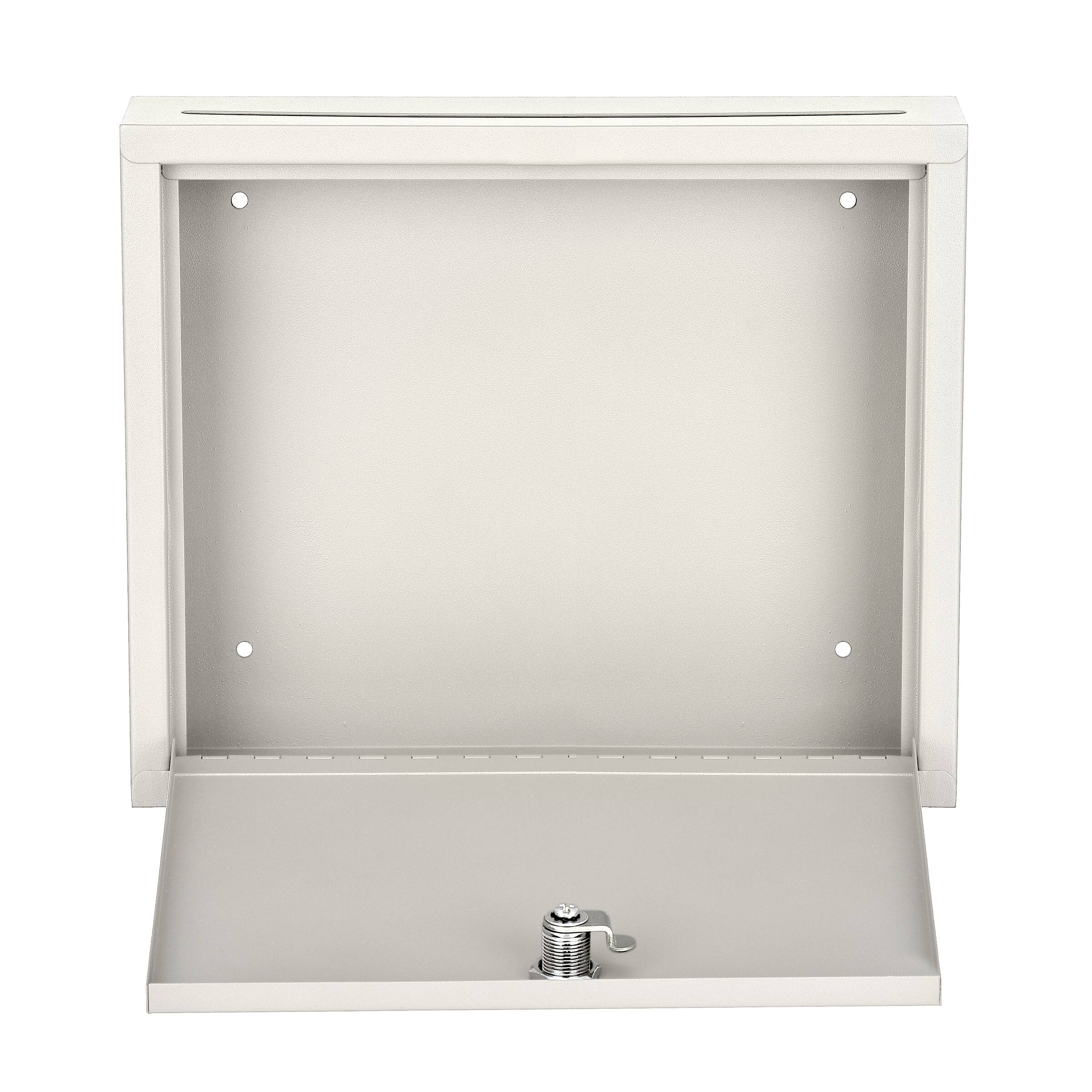 Left. AdirOffice - Safe Large Steel Wall-Mount Drop Box with Key - White.