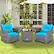 Alt View 1. Costway - 3 PCS Patio Rattan Furniture Bistro Set Cushioned Sofas Side Table Armrest - Turquoise + Mix Grey.