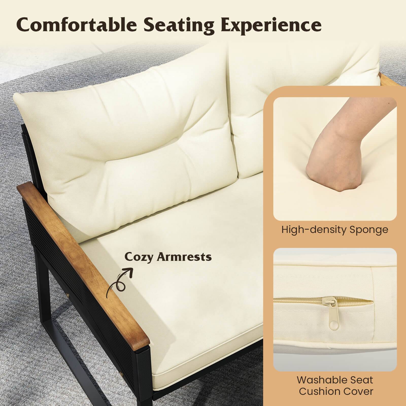 Comfortable Seating Experience High-density Sponge Cozy Armrests Washable Seat Cushion Cover