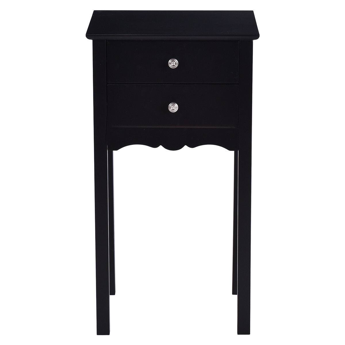 Alt View 4. Gymax - Gymax 2 PCS Side Table End Accent Table Night Stand W/ 2 Drawers Black - Black.