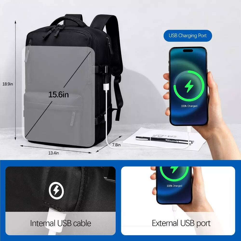 USB Charging Port

18.9in  
15.6in  
13.4in  
7.8in  

Internal USB cable  
External USB port