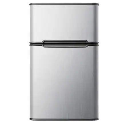 Front. SIMZLIFE - 3.2 Cu ft Two-Door Mini Refrigerator with Freezer, Compact Design & Adjustable Removable Shelves - silvery.